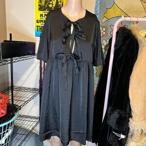 Nordstroms Black Ribbon Coquette Tie Mini Dress